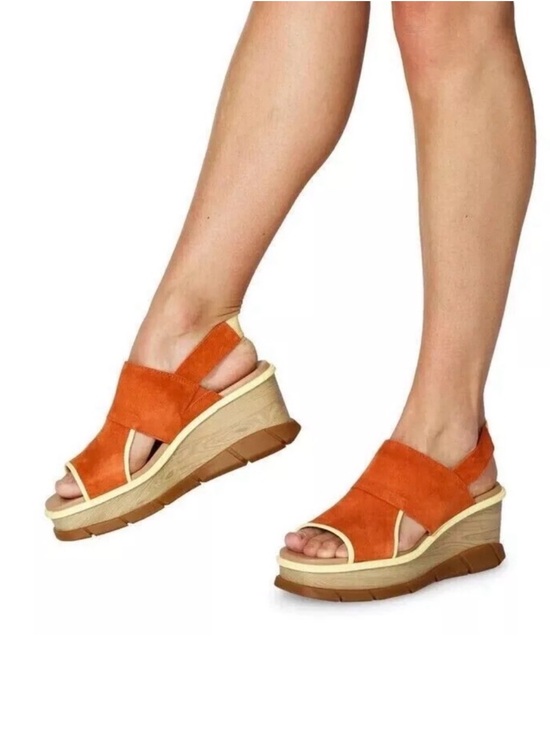 Sorel Shoes - Sorel Joanie III Leather Slingback Cutout Chunky Wedge Sandal Desert Sun Sz 10.5